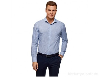 oodji Ultra Herren Bedrucktes Tailliertes Hemd