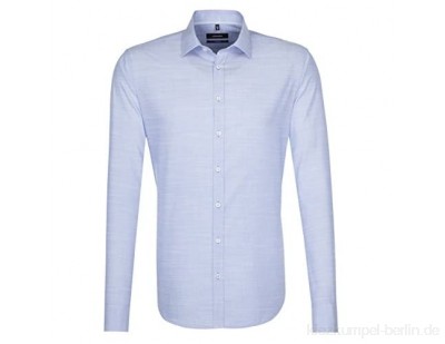 Seidensticker Herren Langarm Hemd Tailored Modern-Kent-Kragen Tape blau strukturiert 246720.13