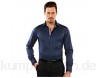 Vincenzo Boretti Herren-Hemd bügelfrei 100% Baumwolle Slim-fit tailliert Uni-Farben dunkelblau - Männer lang-arm Hemden für Anzug Krawatte Business Hochzeit Freizeit