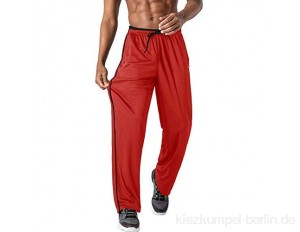 Bnokifin Men's Joggers Lightweight Tracksuit Bottoms Open Hem Walking Trousers with Zipper Pockets