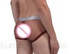 zdhoor Men\'s Fishnet Sheer Pouch Boxer Briefs See-Through Bikini Underwear Swim Trunks Swimsuit Wine Red Medium (Waist 28.0\'\'-38.0)