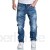 Amaci&Sons Herren Jeans Regular Straight Fit Denim Hose Destroyed 7984
