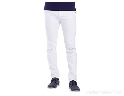 BlauerHafen Herren Skinny Jeanshose Slim Fit Stretch Designer Hose Super Flex Denim Pants (28W / 32L, Weiß)
