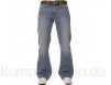 FBM Herren Designer Bootcut Fit Denim Jeans mit Gürtel Hose in Allen Taillen und Beingrößen