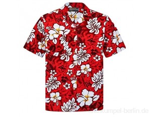 Hawaiihemdshop Hawaiihemd | Herren | Baumwolle | Größe S - 8XL | Kurzarm | Hawaiihemden | Blüten | Blumen | Retro | Klassisch | Hibiskus | Aloha | Kokosnuss-Knöpfe | Hawaii Hemd