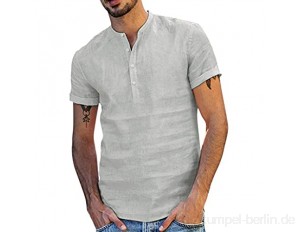 Yowablo Bluse Hawaiihemd Herren Kurzarm Hawaii-Print Baggy Baumwolle leinen einfarbig Kurzarm Retro t Shirts Tops